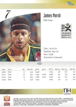 2003 City-Press BBL Playercards #153 James Marsh Back