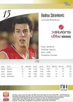 2003 City-Press BBL Playercards #170 Radisa Zdravkovic Back