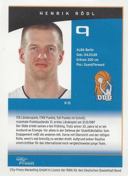 2003 City-Press BBL Playercards - Nationalmannschaft #N10 Henrik Rodl Back
