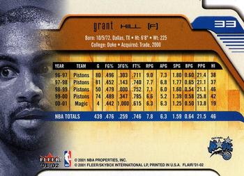 2001-02 Flair #33 Grant Hill Back