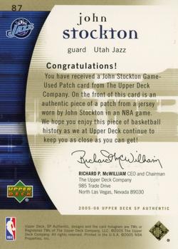 2005-06 SP Authentic - Extra Limited Patches #87 John Stockton Back