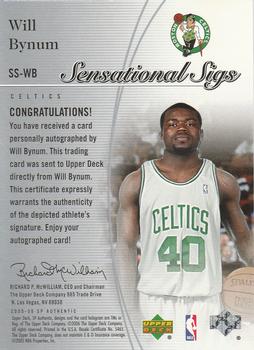 2005-06 SP Authentic - Sensational Sigs #SS-WB Will Bynum Back