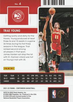 2021-22 Panini Contenders #4 Trae Young Back