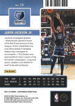 2021-22 Panini Contenders #13 Jaren Jackson Jr. Back