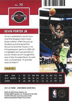 2021-22 Panini Contenders #70 Kevin Porter Jr. Back
