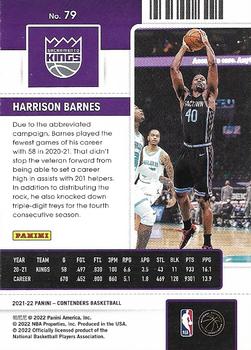 2021-22 Panini Contenders #79 Harrison Barnes Back
