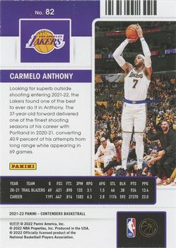 2021-22 Panini Contenders #82 Carmelo Anthony Back