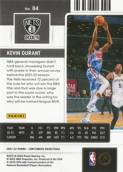 2021-22 Panini Contenders #84 Kevin Durant Back
