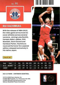 2021-22 Panini Contenders #91 Rui Hachimura Back