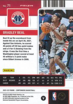 2021-22 Panini Contenders #71b Bradley Beal Back