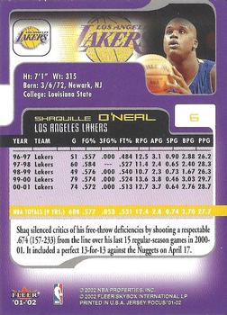 2001-02 Fleer Focus #6 Shaquille O'Neal Back
