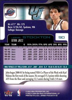 2001-02 Fleer Focus #90 John Stockton Back