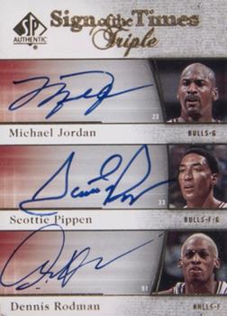 2005-06 SP Authentic - Sign of the Times Triple #ST-JPR Michael Jordan / Scottie Pippen / Dennis Rodman Front