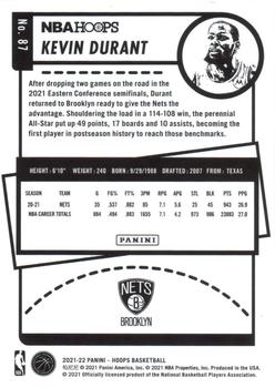 2021-22 Hoops - Teal Explosion #87 Kevin Durant Back