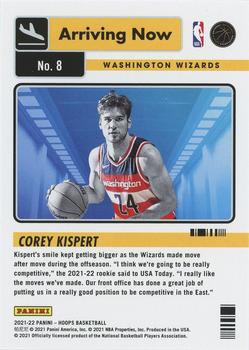 2021-22 Hoops - Arriving Now #8 Corey Kispert Back
