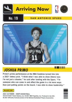 2021-22 Hoops - Arriving Now #19 Joshua Primo Back