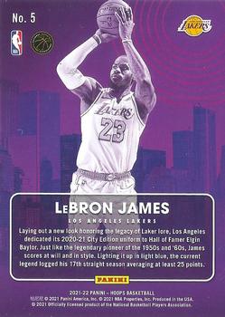 2021-22 Hoops - City Edition #5 LeBron James Back