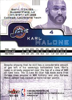 2001-02 Fleer Force #4 Karl Malone Back