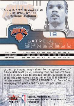 2001-02 Fleer Force #19 Latrell Sprewell Back
