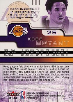 2001-02 Fleer Force #25 Kobe Bryant Back