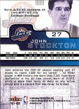 2001-02 Fleer Force #27 John Stockton Back