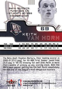 2001-02 Fleer Force #69 Keith Van Horn Back