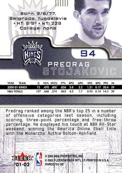 2001-02 Fleer Force #94 Predrag Stojakovic Back