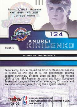 2001-02 Fleer Force #124 Andrei Kirilenko Back
