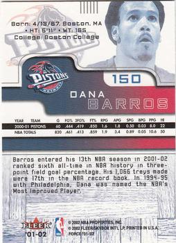 2001-02 Fleer Force #150 Dana Barros Back