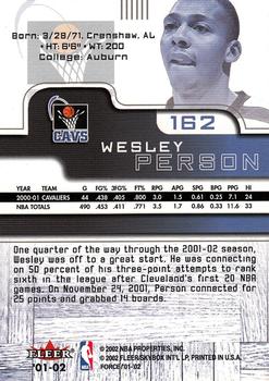 2001-02 Fleer Force #162 Wesley Person Back