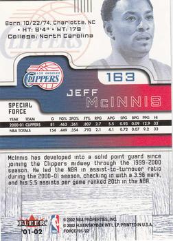 2001-02 Fleer Force #163 Jeff McInnis Back