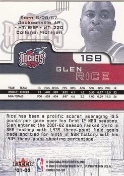 2001-02 Fleer Force #169 Glen Rice Back