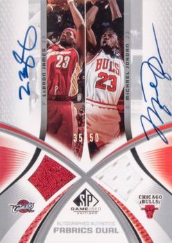 2005-06 SP Game Used - Authentic Fabrics Dual Autographs #AAF2-JJ LeBron James / Michael Jordan Front