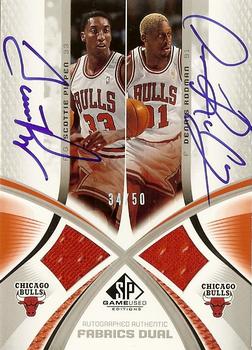 2005-06 SP Game Used - Authentic Fabrics Dual Autographs #AAF2-PR Scottie Pippen / Dennis Rodman Front