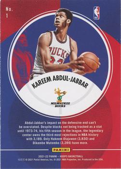 2021-22 Hoops - Legends of the Ball #1 Kareem Abdul-Jabbar Back