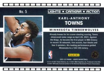 2021-22 Hoops - Lights Camera Action Green Ice #5 Karl-Anthony Towns Back