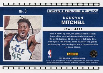 2021-22 Hoops - Lights Camera Action Holo #3 Donovan Mitchell Back
