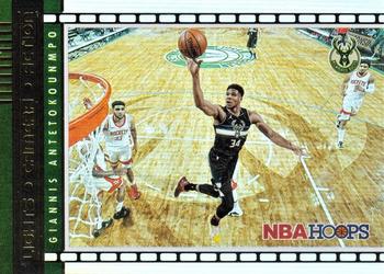 2021-22 Hoops - Lights Camera Action Holo #15 Giannis Antetokounmpo Front