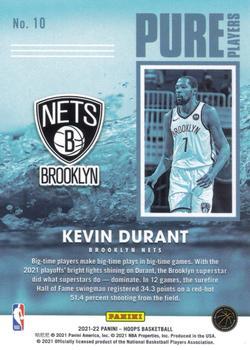 2021-22 Hoops - Pure Players Green Ice #10 Kevin Durant Back