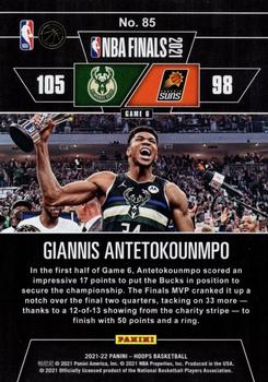 2021-22 Hoops - Road to the Finals NBA Championship #85 Giannis Antetokounmpo Back
