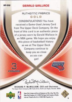 2005-06 SP Game Used - Authentic Fabrics Gold #AF-GW Gerald Wallace Back