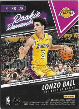 2021-22 Hoops - Rookie Remembrance #RR-LZB Lonzo Ball Back