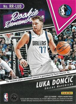 2021-22 Hoops - Rookie Remembrance #RR-LUD Luka Doncic Back
