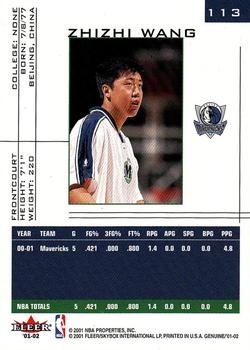 2001-02 Fleer Genuine #113 Wang Zhizhi Back