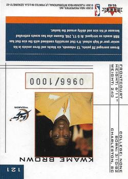 2001-02 Fleer Genuine #121 Kwame Brown Back