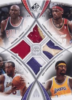 2005-06 SP Game Used - Authentic Fabrics Quad Patches #AF4P-JJBC Michael Jordan / LeBron James / Kobe Bryant / Wilt Chamberlain Front