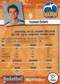2002 City-Press Powerplay BBL Playercards #7 Teoman Ozturk Back