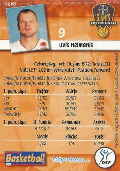2002 City-Press Powerplay BBL Playercards #24 Uvis Helmanis Back
