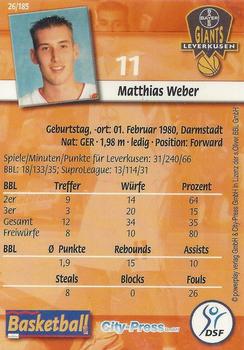 2002 City-Press Powerplay BBL Playercards #26 Matthias Weber Back