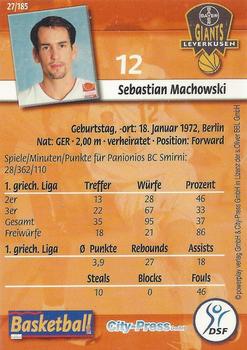 2002 City-Press Powerplay BBL Playercards #27 Sebastian Machowski Back